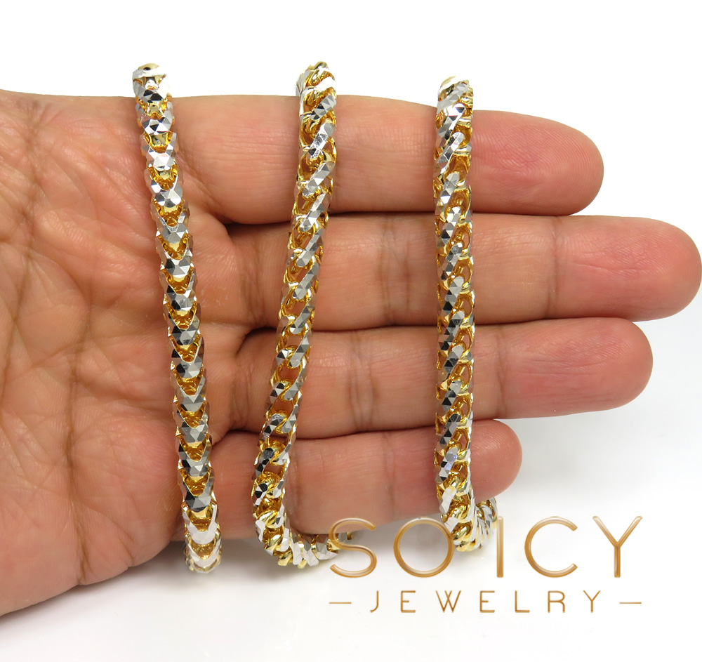 10k two gold prism cut franco chain 18-26 inch 6.50mm 