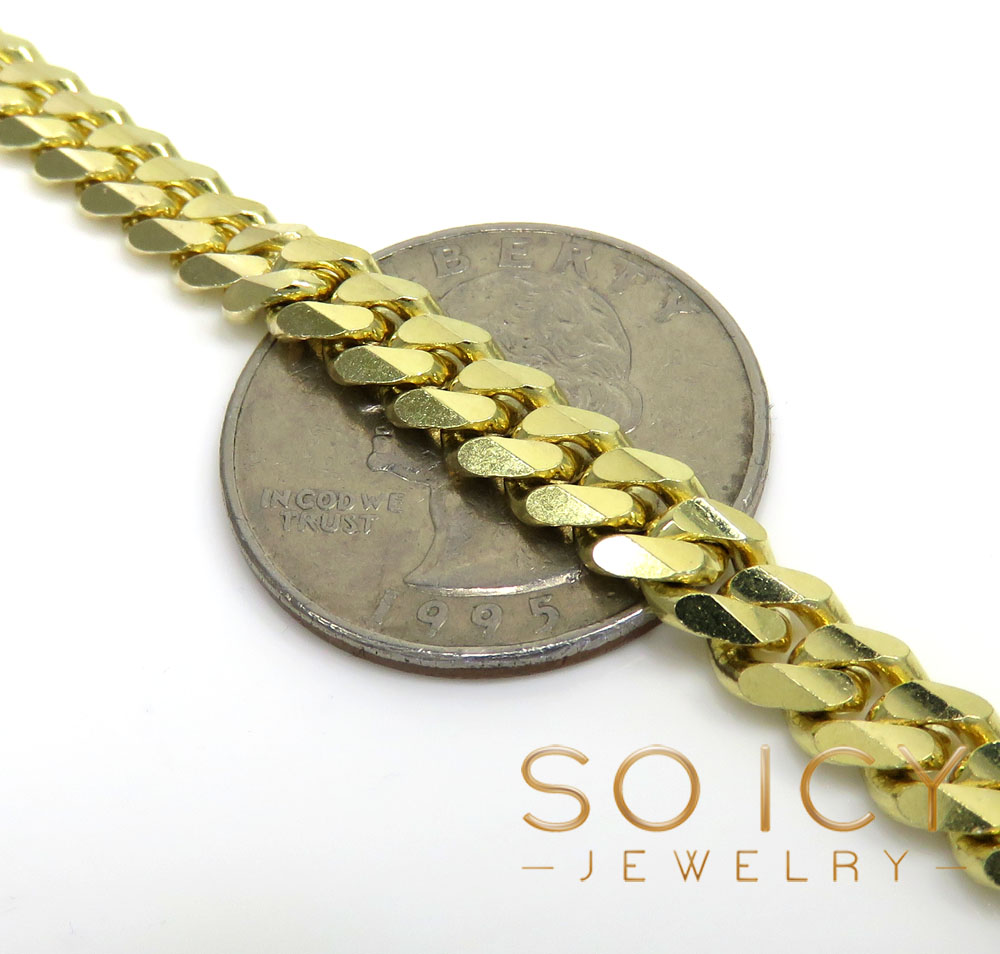 14k yellow gold solid concave miami link chain 20-26 inches 6mm
