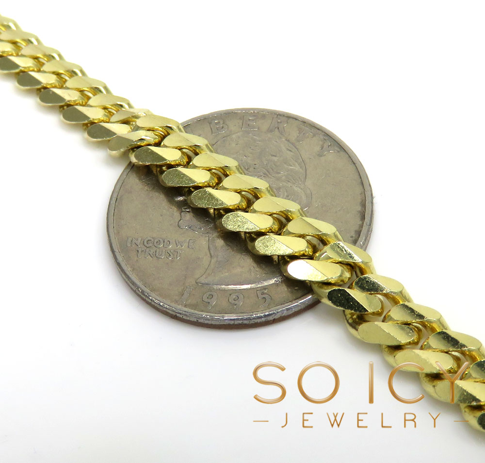 14k yellow gold solid concave miami link chain 20-26 inches 6mm - Image 2