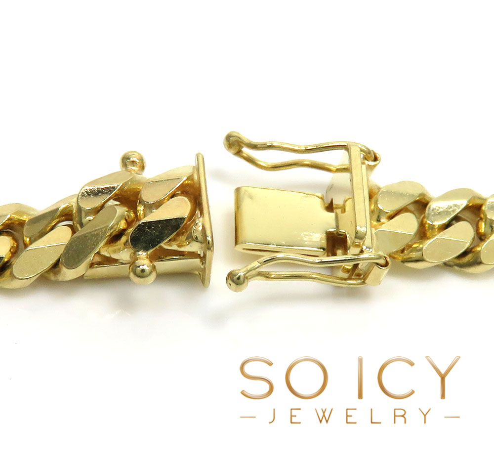14k yellow gold solid concave miami link chain 20-26 inches 6mm