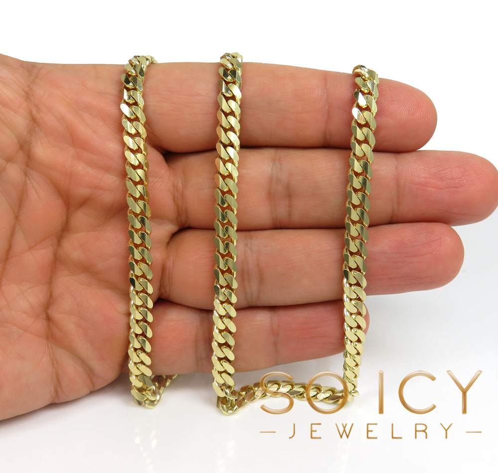 14k yellow gold solid concave miami link chain 20-26 inches 6mm - Image 5