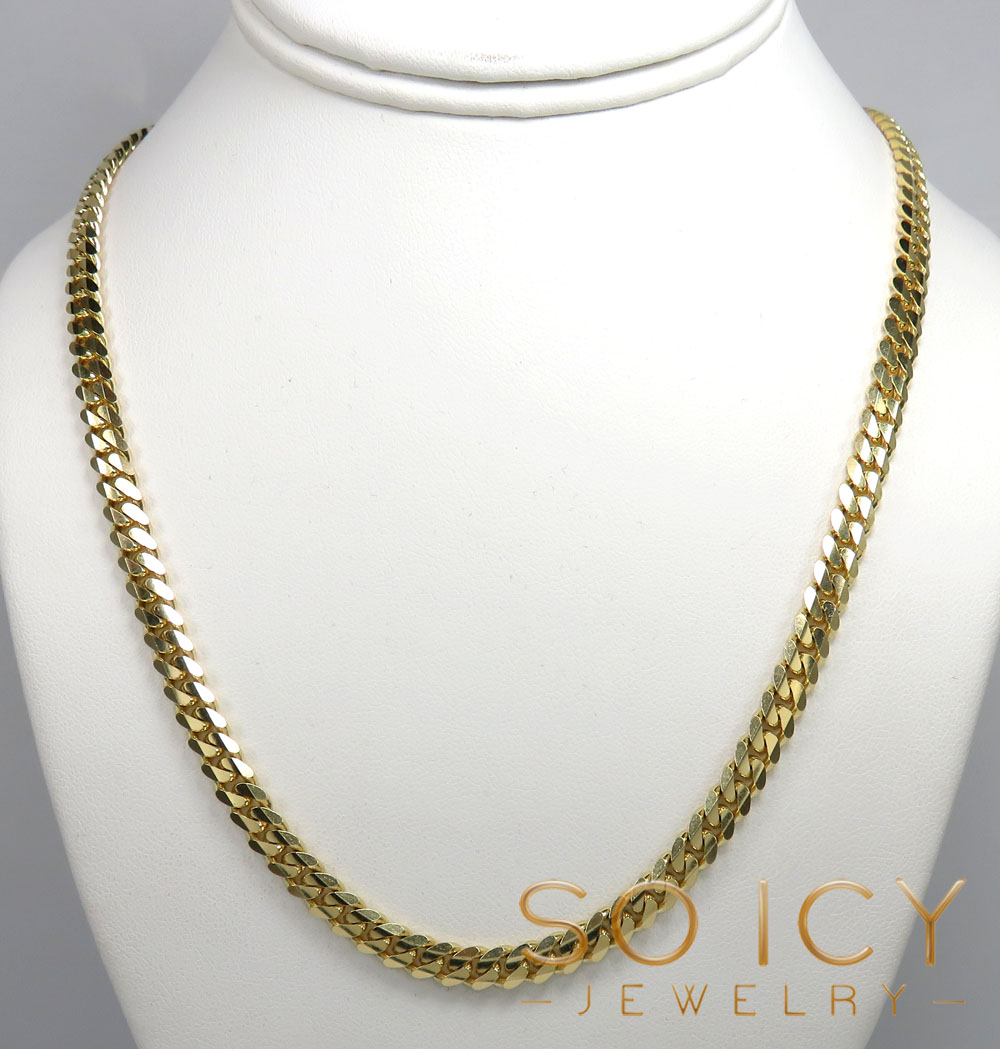 14k yellow gold solid concave miami link chain 20-26 inches 6mm