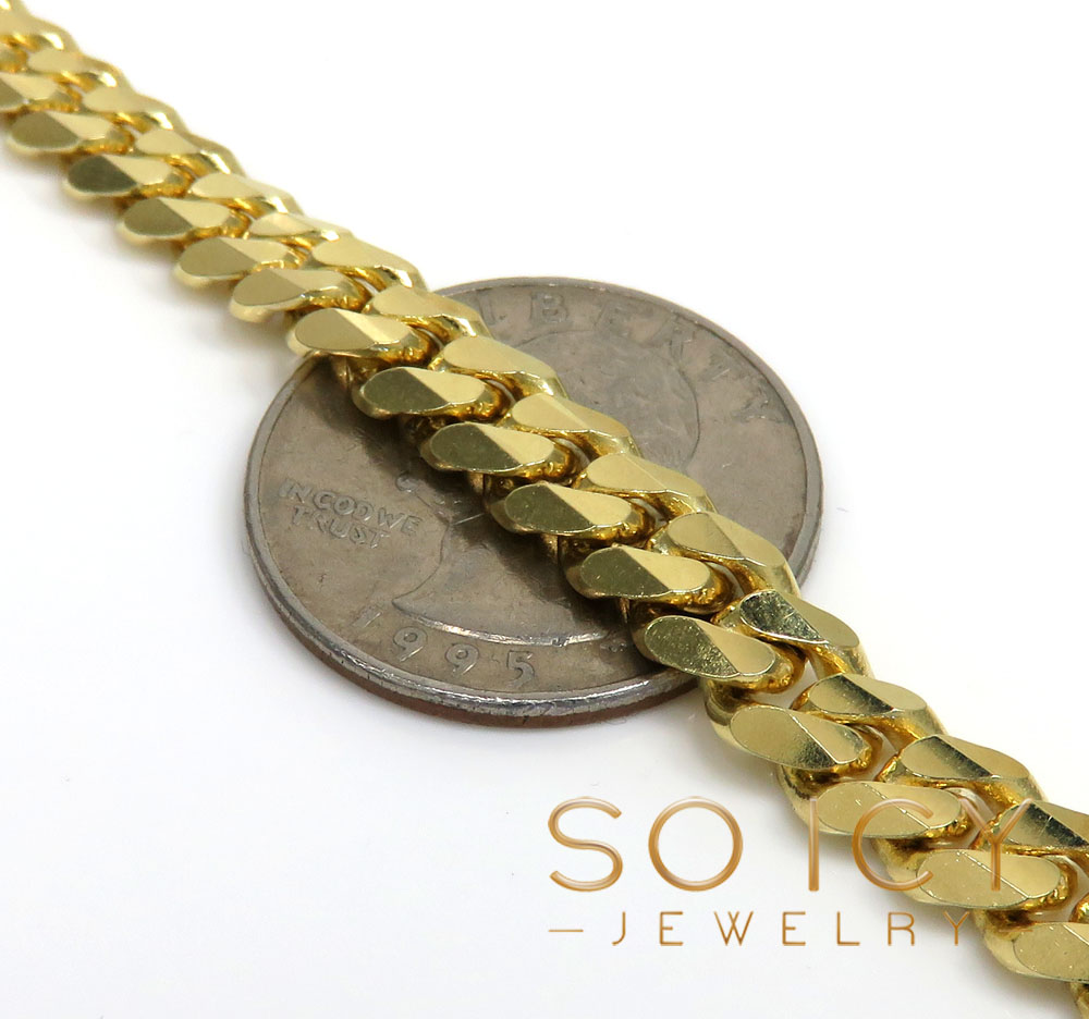 14k yellow gold solid concave miami link chain 20-26 inches 7mm