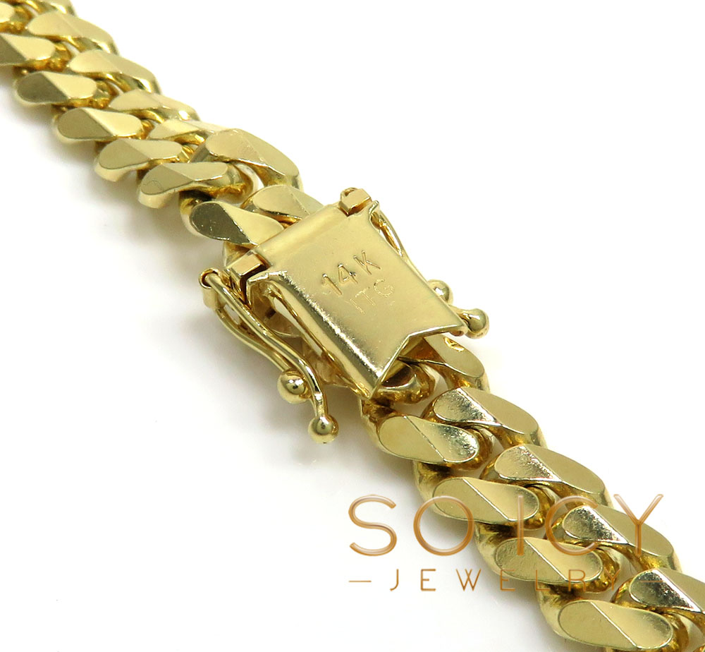 14k yellow gold solid concave miami link chain 20-26 inches 7mm - Image 4
