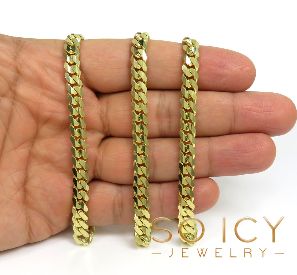 14k yellow gold solid concave miami link chain 20-26 inches 7mm