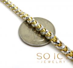 14k two tone gold prism cut semi-hollow franco bracelet 8.50