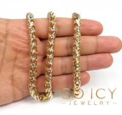 14k two tone gold prism cut semi-hollow franco chain 20-26