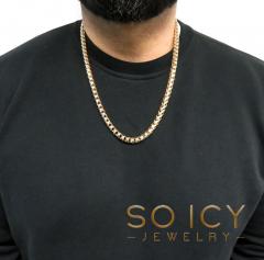 14k two tone gold prism cut semi-hollow franco chain 20-26