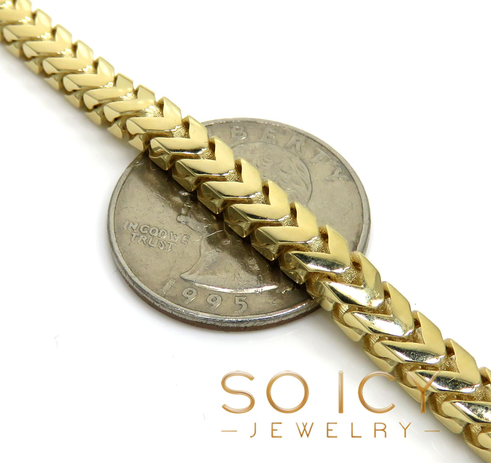 14k yellow gold semi hollow box franco chain 20-24 inch 4mm