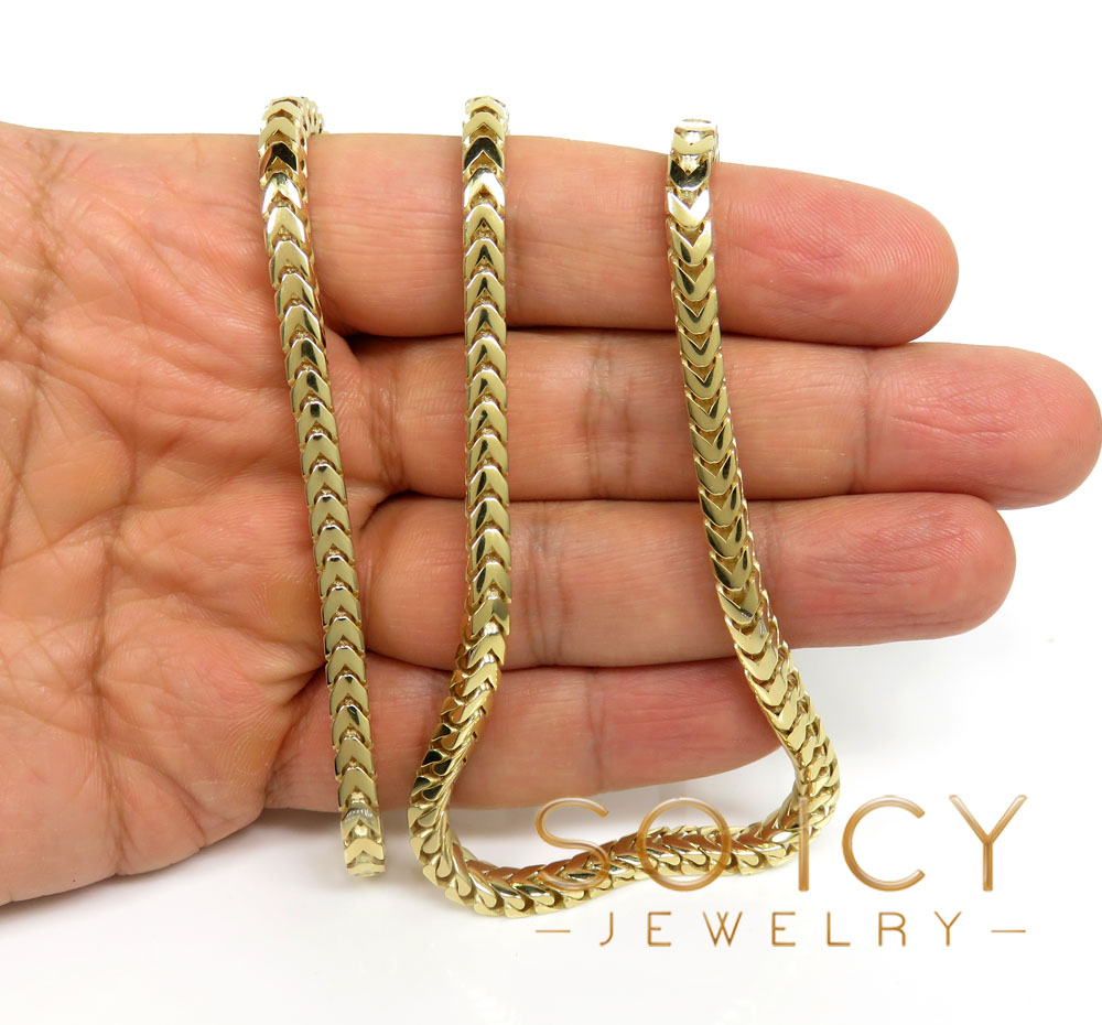 14k yellow gold semi hollow box franco chain 20-24 inch 4mm