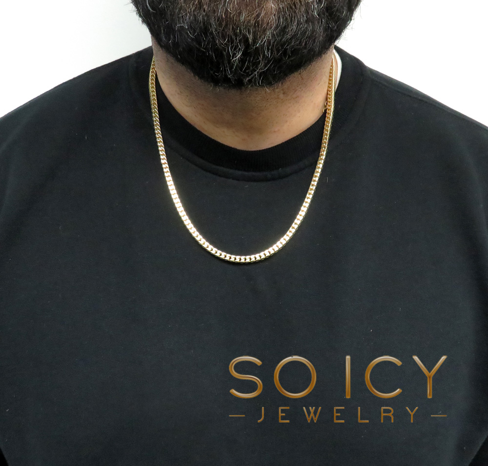 14k yellow gold semi hollow box franco chain 20-24 inch 4mm