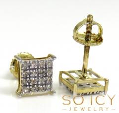10k yellow real gold i1 diamond square earrings 0.14ct 