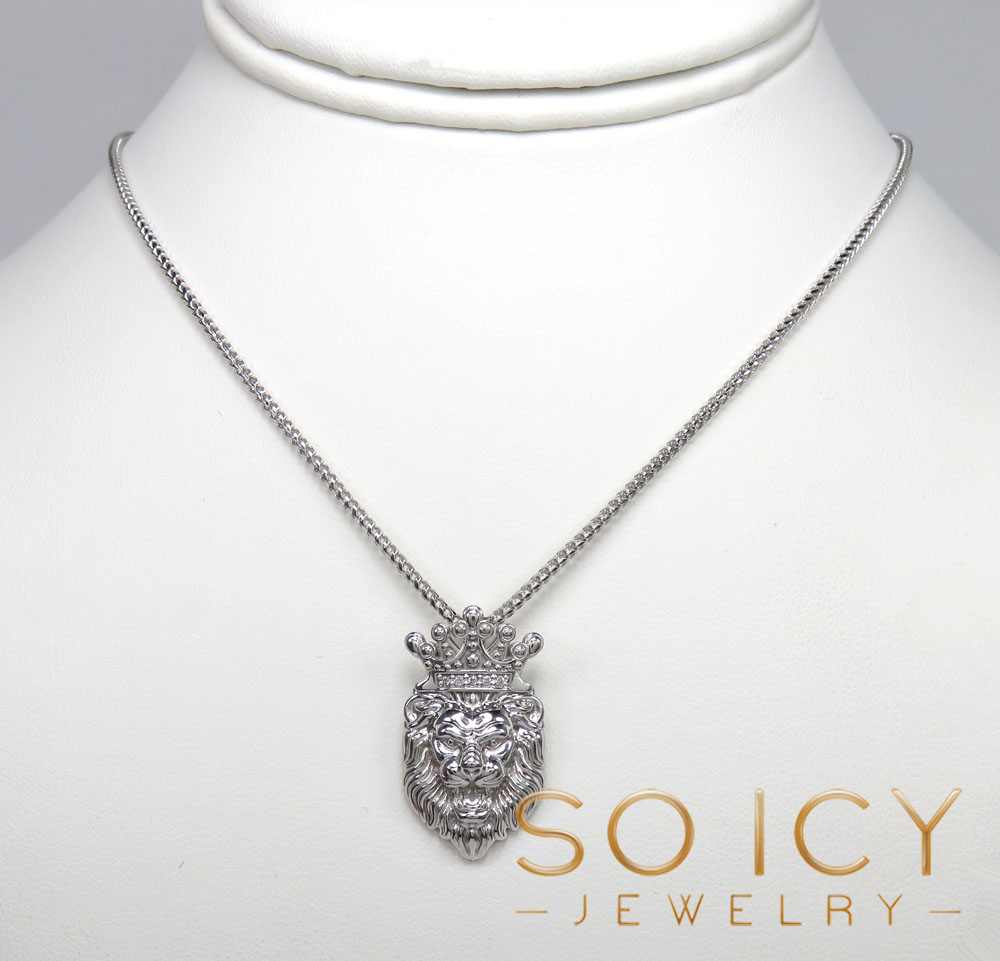 925 white sterling silver crowned lion diamond pendant 0.05ct - Image 6