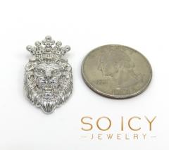 925 white sterling silver crowned lion diamond pendant 0.05ct