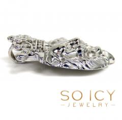 925 white sterling silver crowned lion diamond pendant 0.05ct