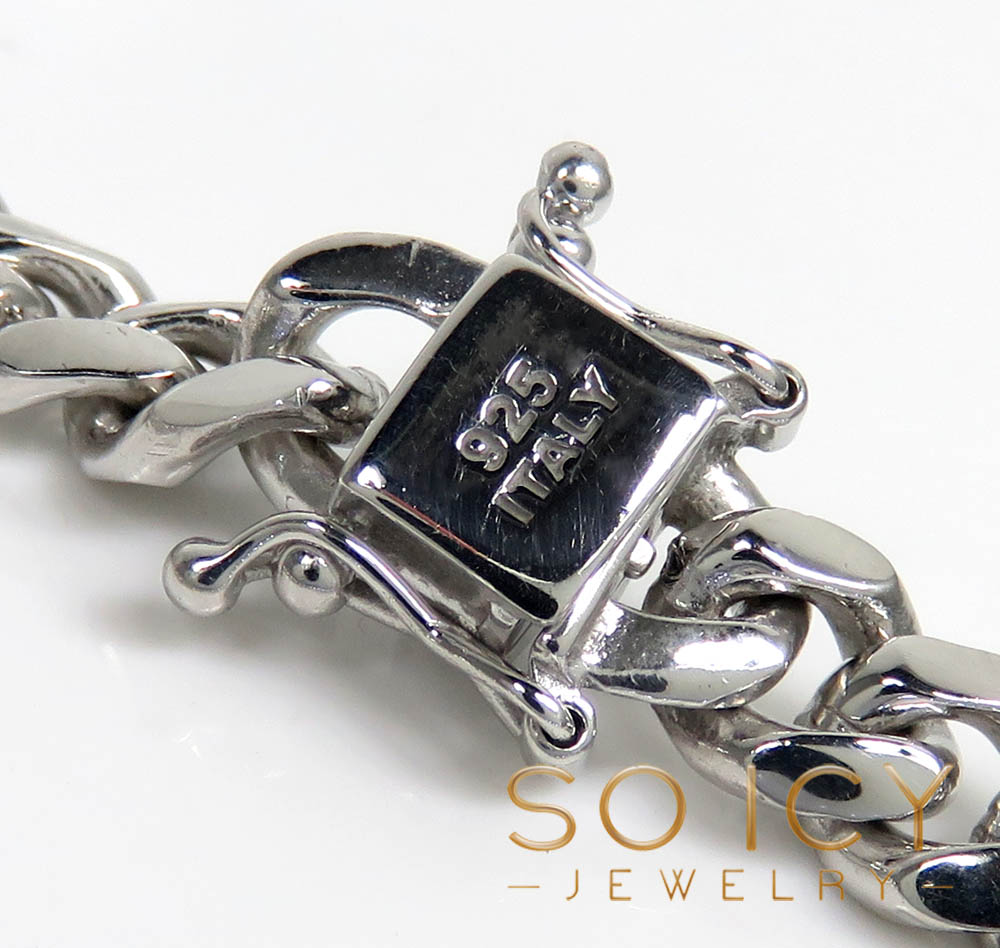 925 white sterling silver miami link bracelet 8 inch 6mm