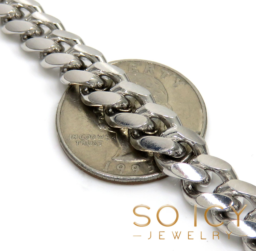 925 white sterling silver miami link bracelet 8 inch 8.20mm