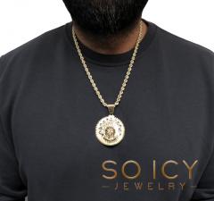 14k two tone gold large-xl diamond cut jesus face pendant