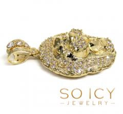 14k yellow gold large cz lion head pendant 1.50ct