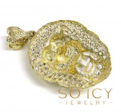 14k yellow gold large cz lion head pendant 1.50ct