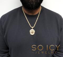 14k yellow gold large cz lion head pendant 1.50ct