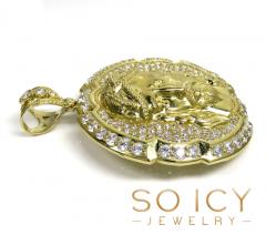 10k yellow gold cz xl jesus face pendant 6.00ct