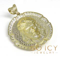 10k yellow gold cz xl jesus face pendant 6.00ct