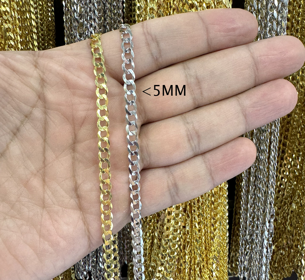 925 yellow or white solid cuban chain 18-24