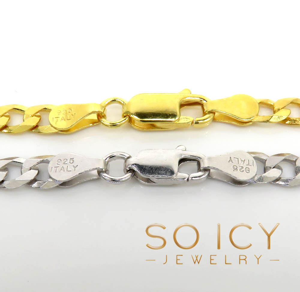 925 yellow or white solid cuban chain 18-24