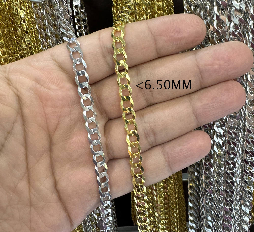 925 yellow or white solid cuban chain 18-24