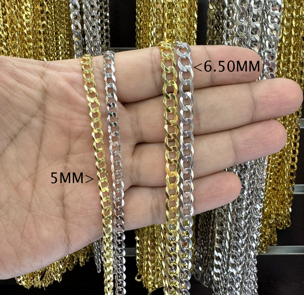 925 yellow or white solid cuban chain 18-24