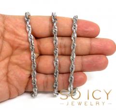 10k white gold solid diamond cut rope chain 20-26 inch 5mm 