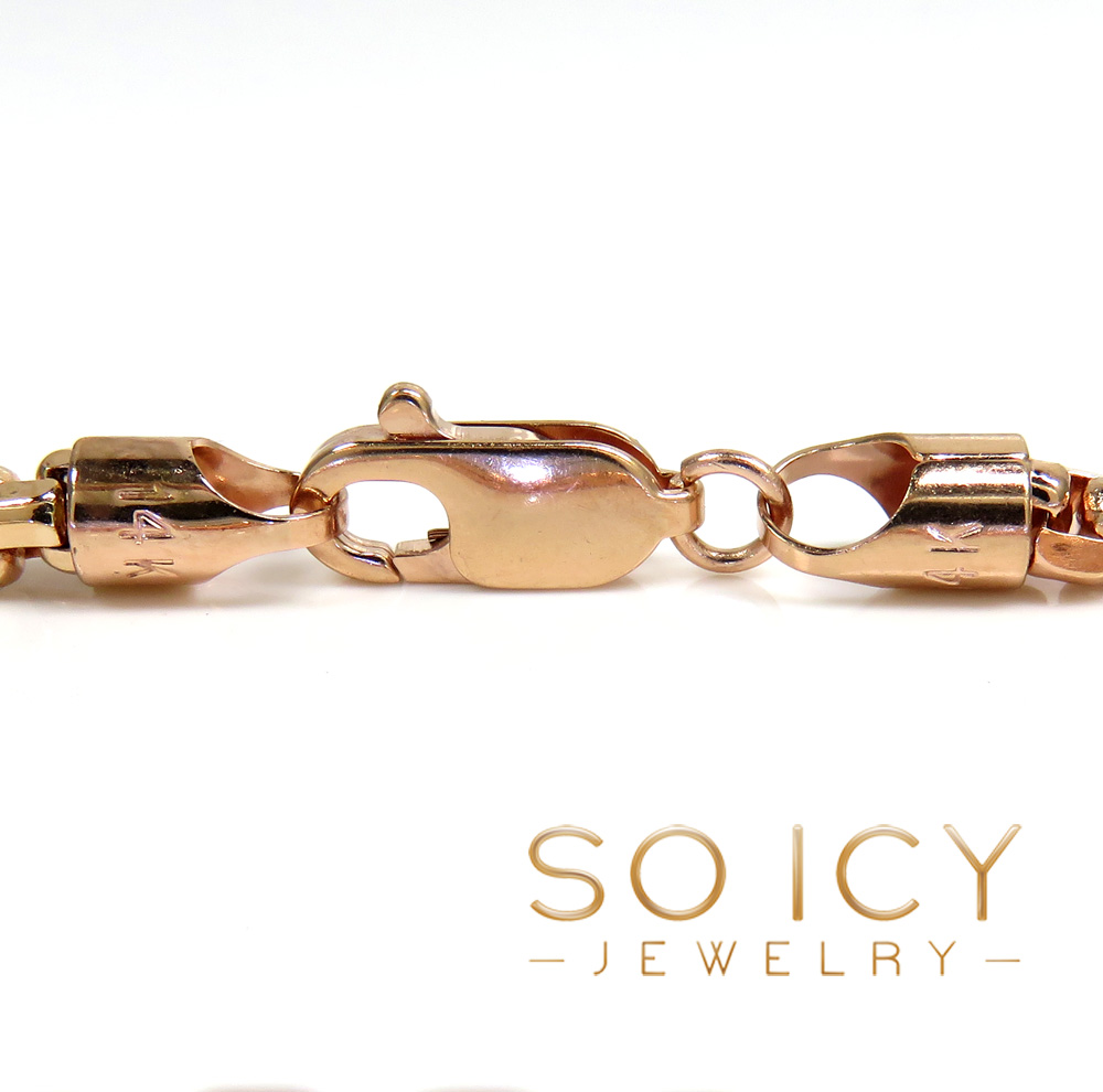 14k rose gold venetian box bracelet 8 inch 3.50mm - Image 4