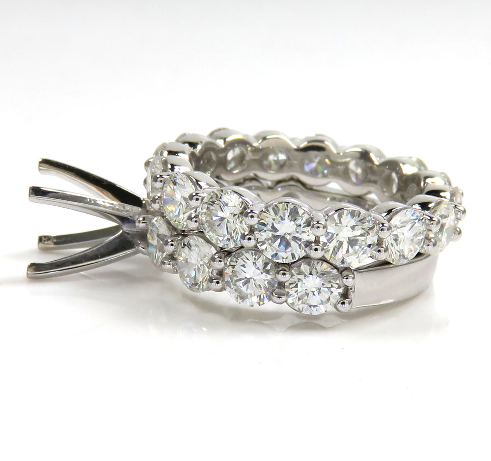 14k white gold round lab grown diamond semi mount ring set 4.40ct - Image 3