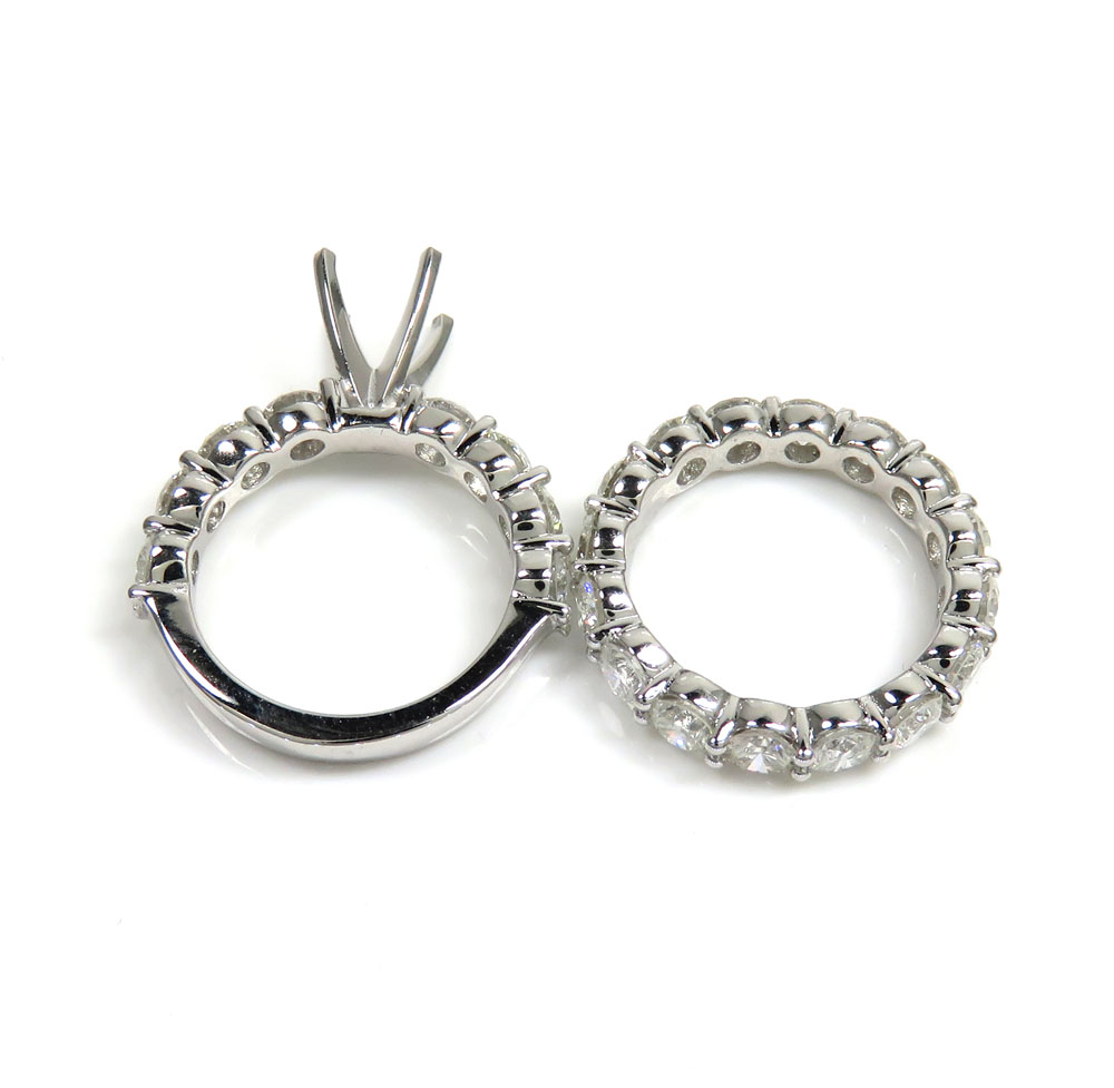 14k white gold round lab grown diamond semi mount ring set 4.40ct