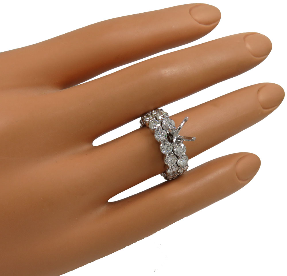 14k white gold round lab grown diamond semi mount ring set 4.40ct