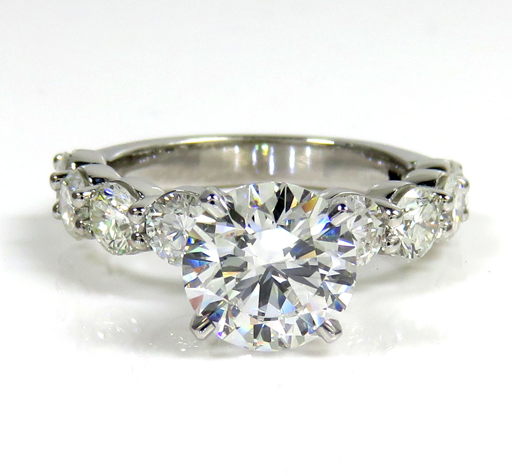 14k white gold round lab grown diamond semi mount ring set 6.15ct - Image 2