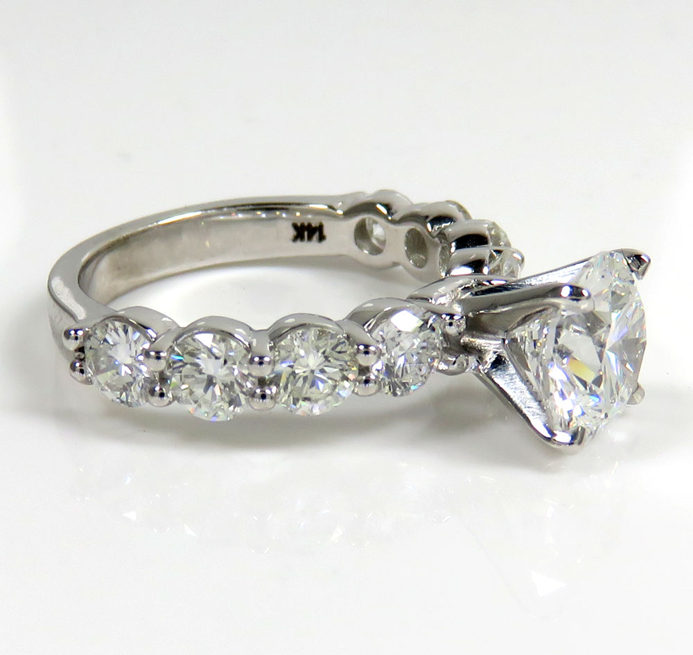 14k white gold round lab grown diamond semi mount ring set 6.15ct - Image 3