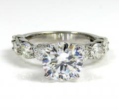 14k white gold round lab grown diamond semi mount ring set 6.15ct