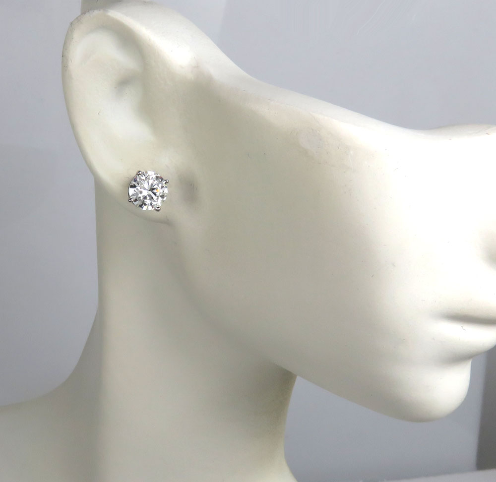 14k gold clean round cut lab grown diamond studs earrings 2.00ct