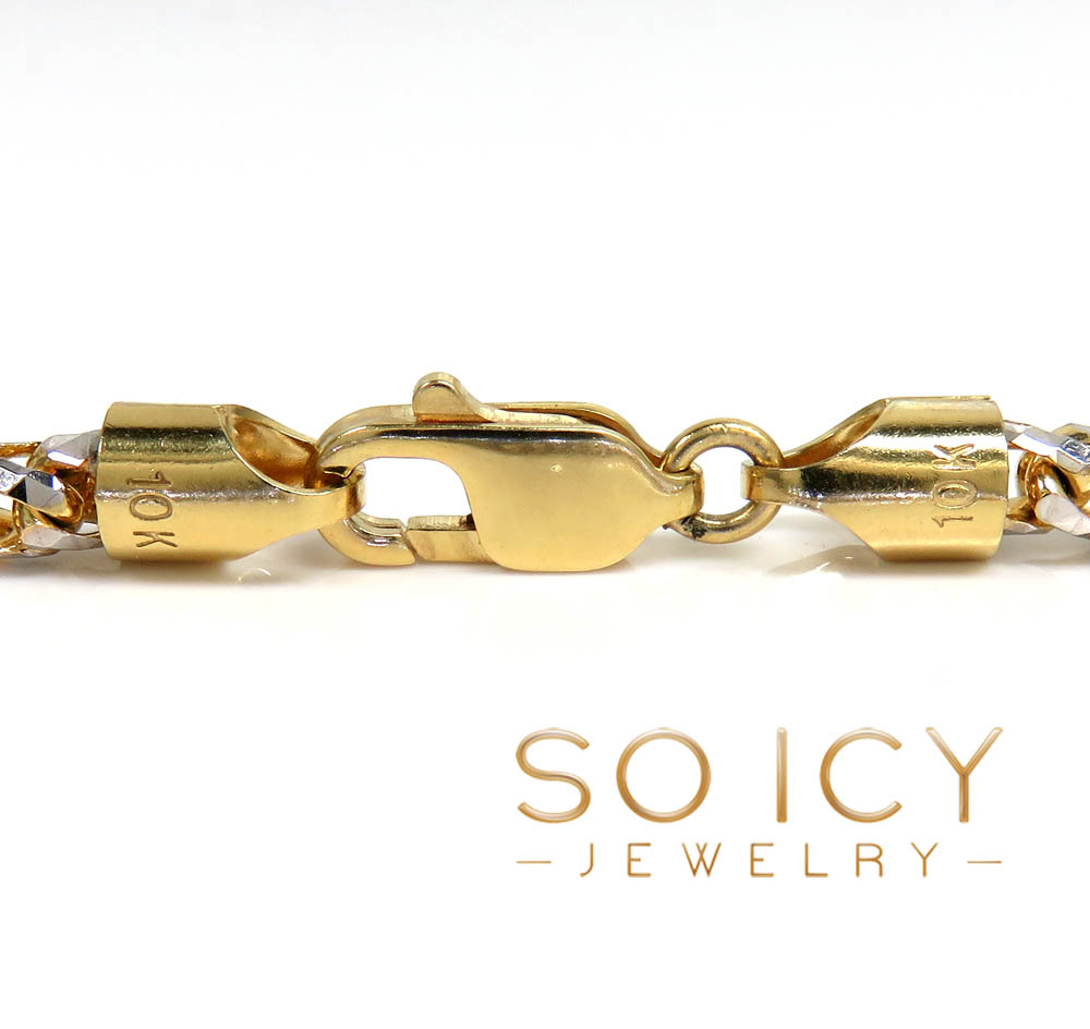 10k two gold prism cut franco chain 18-26 inch 4mm 