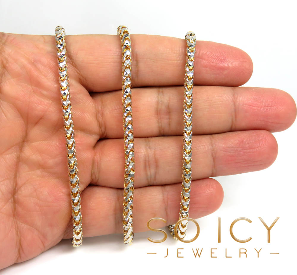 10k two gold prism cut franco chain 18-26 inch 4mm  - Image 4