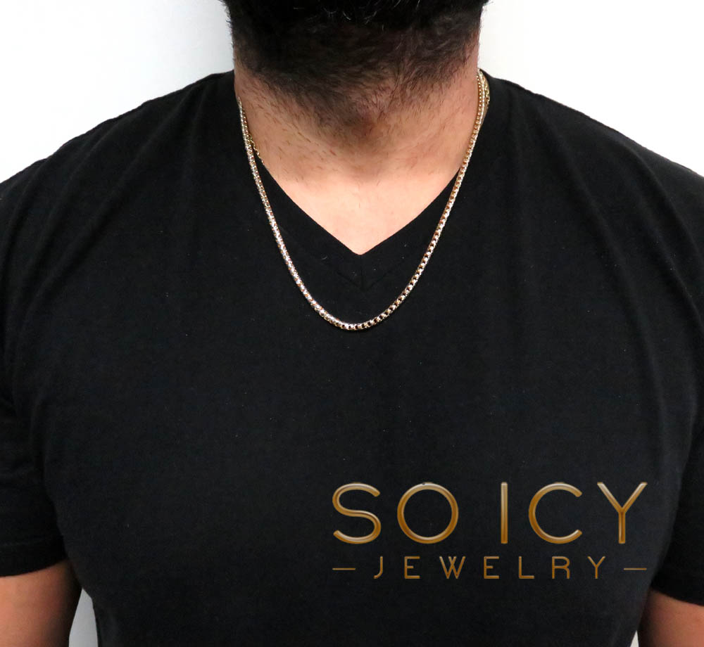 10k two gold prism cut franco chain 18-26 inch 4mm 