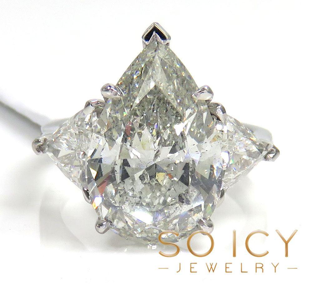 14k gold lab grown pear & trillion diamond engagement ring 6.70ct - Image 2