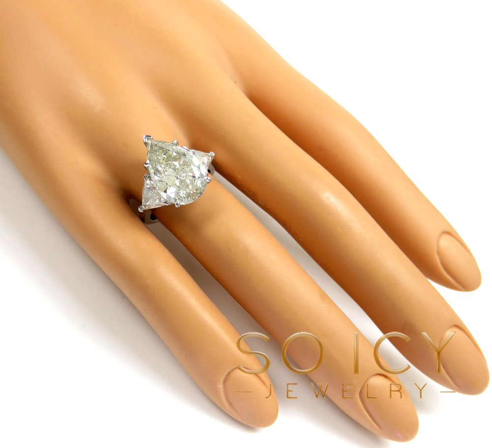 14k gold lab grown pear & trillion diamond engagement ring 6.70ct - Image 5