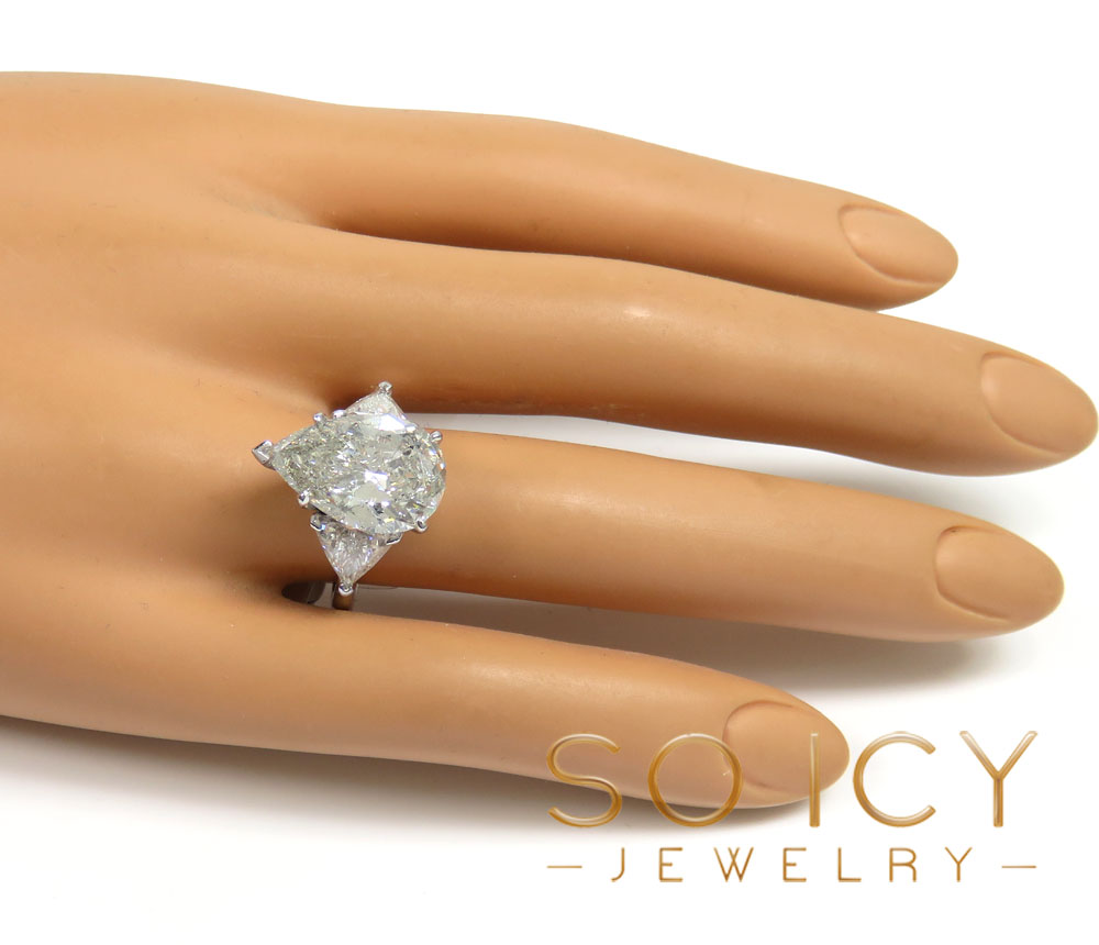 14k gold lab grown pear & trillion diamond engagement ring 6.70ct - Image 6