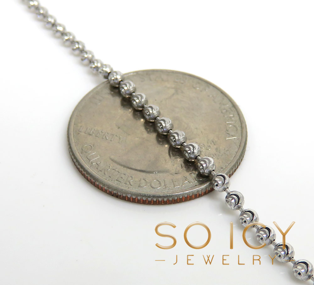 925 white sterling silver diamond cut bead chain 18-26 inch 2.20mm - Image 2
