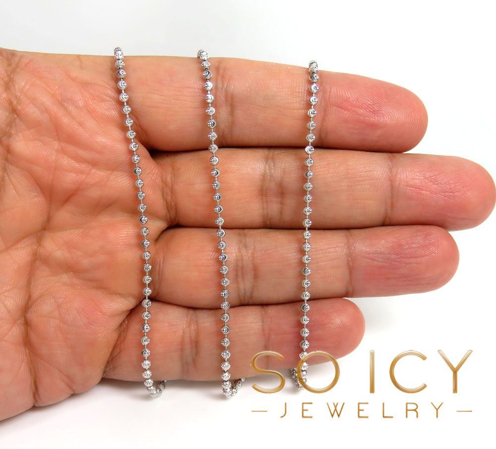 925 white sterling silver diamond cut bead chain 18-26 inch 2.20mm - Image 4