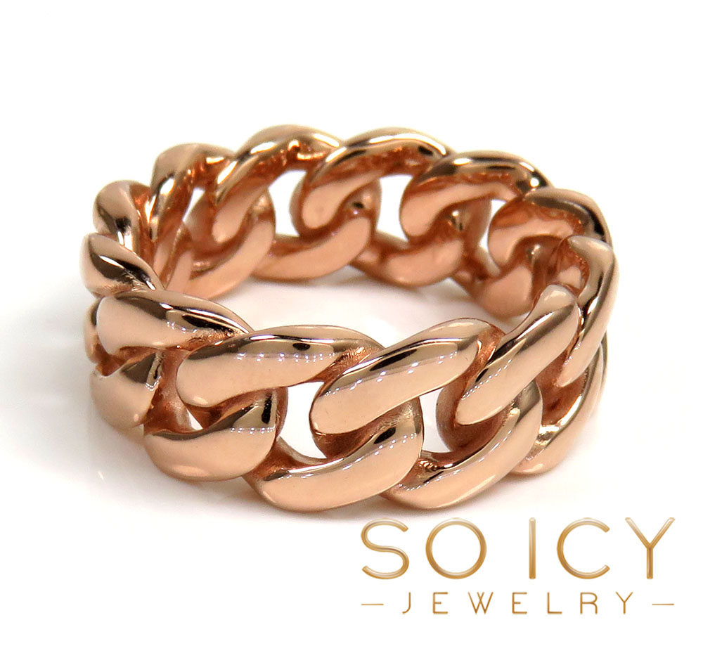 14k gold 9.50mm solid miami cuban link ring - Image 2