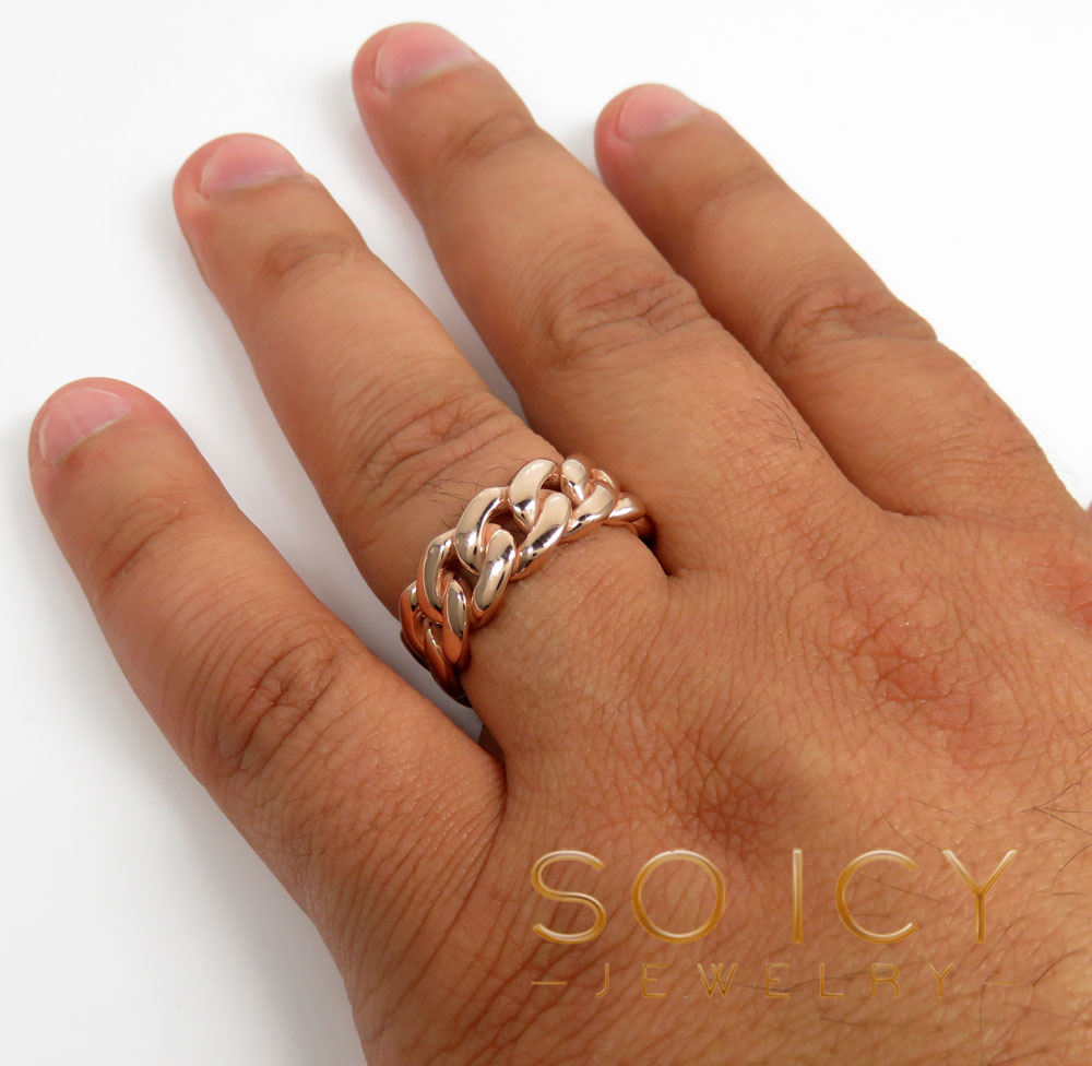 14k gold 9.50mm solid miami cuban link ring - Image 3